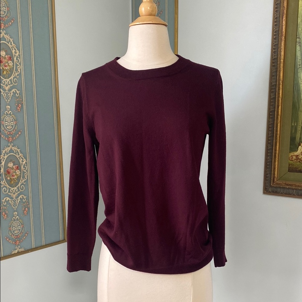 J. Crew eggplant burgundy Fitted Long Sleeve Crew Neck merino wool Sweatshirt